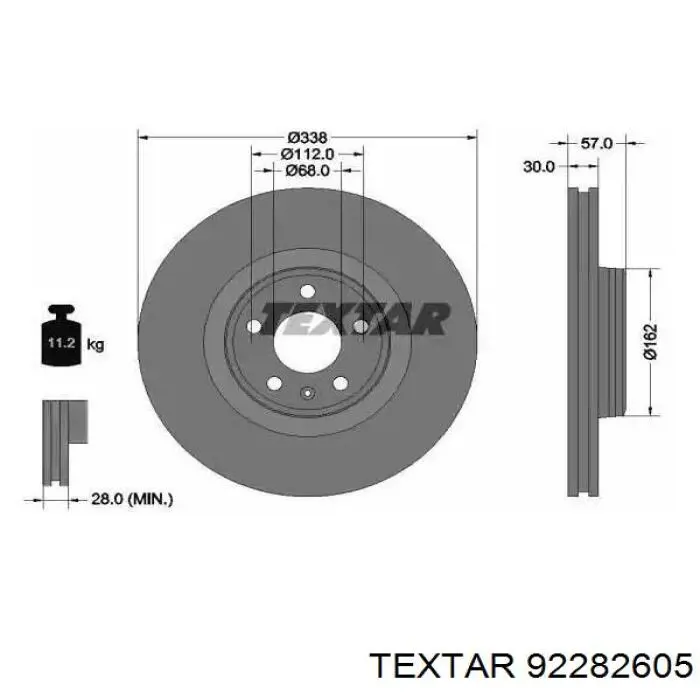 92282605 Textar Tarcza hamulcowa przednia
