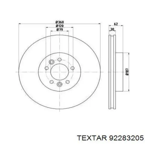 92283205 Textar tarcza hamulcowa przednia