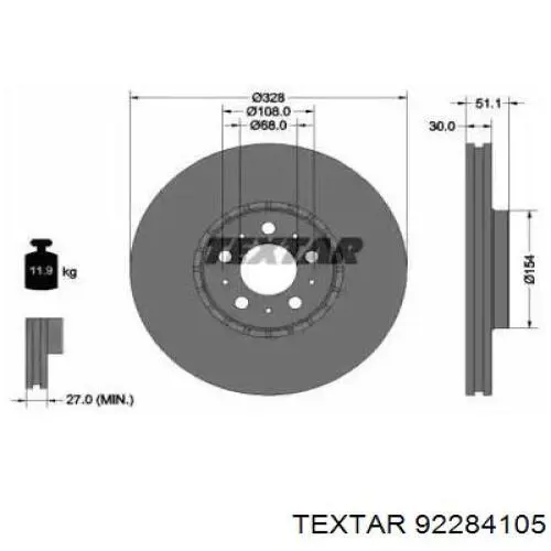 92284105 Textar tarcza hamulcowa przednia