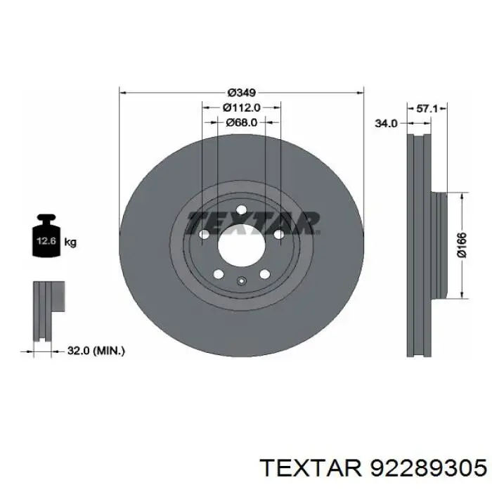 92289305 Textar Tarcza hamulcowa przednia