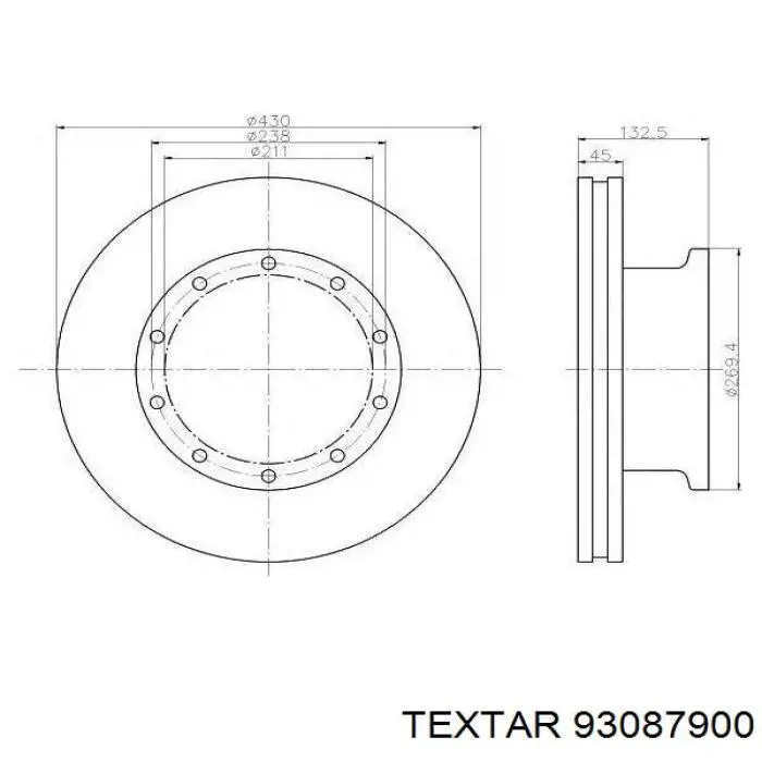93087900 Textar Tarcza hamulcowa przednia