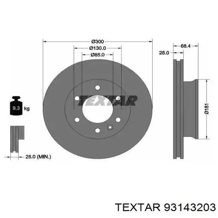 93143203 Textar Tarcza hamulcowa przednia