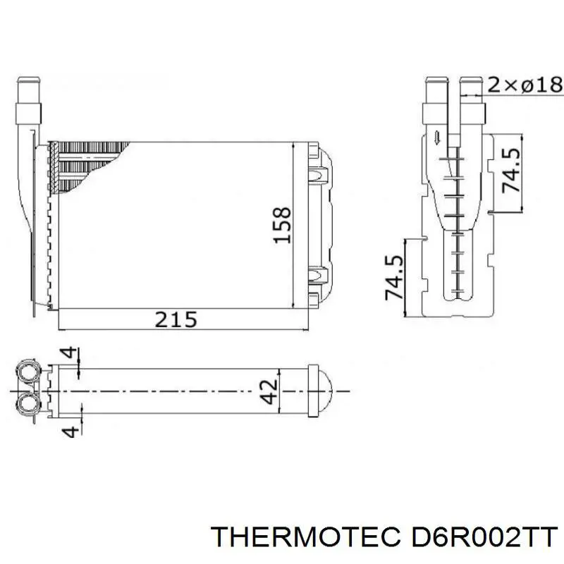 Chłodnica nagrzewnicy (ogrzewacza) Thermotec D6R002TT cena, od 27,73 USD