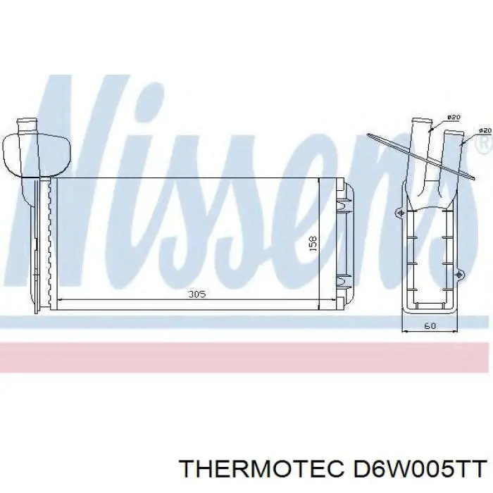 Do koszyka D6W005TT Thermotec Chłodnica nagrzewnicy (ogrzewacza)