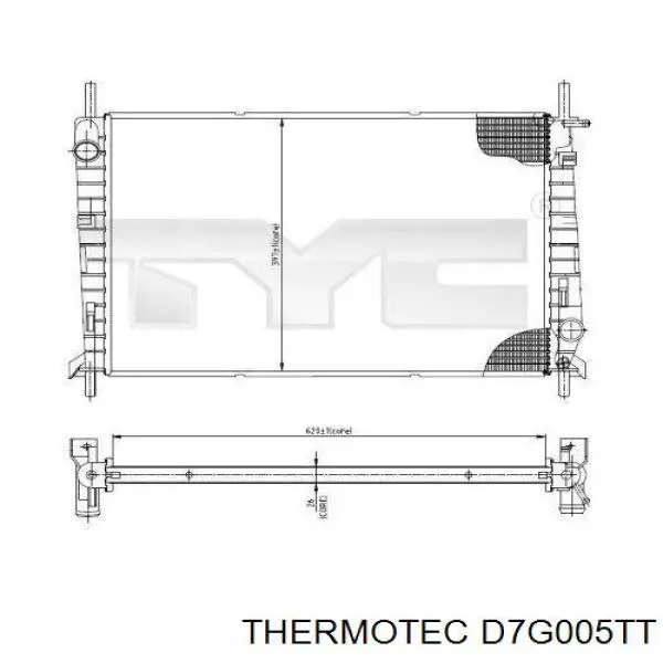 Do koszyka D7G005TT Thermotec Chłodnica silnika