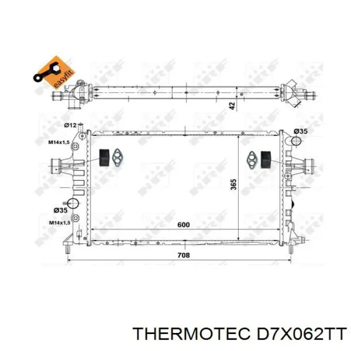 Do koszyka D7X062TT Thermotec Chłodnica silnika