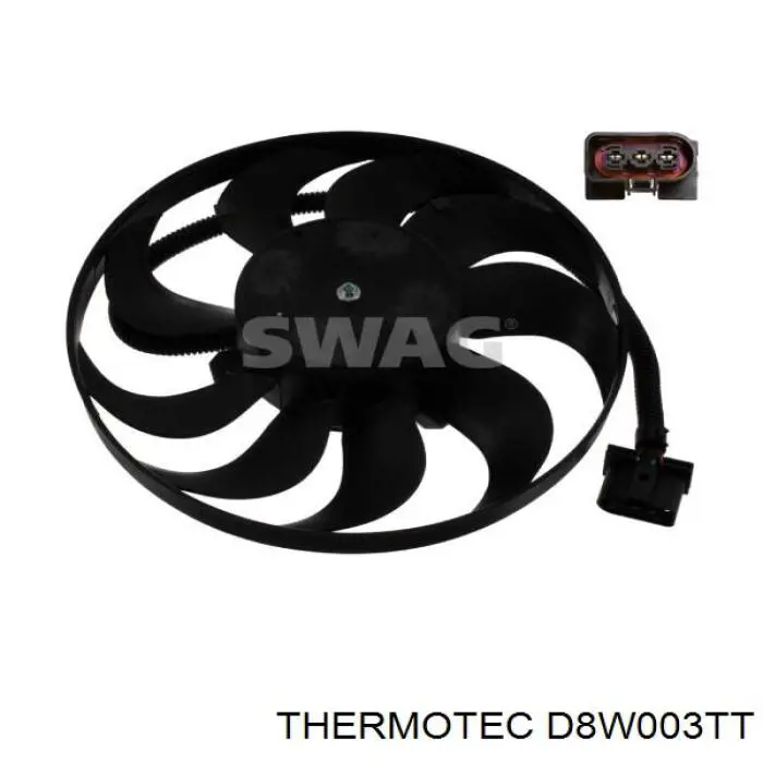 Do koszyka D8W003TT Thermotec Wentylator elektryczny układu chłodzenia kompletny (silnik+wirnik)