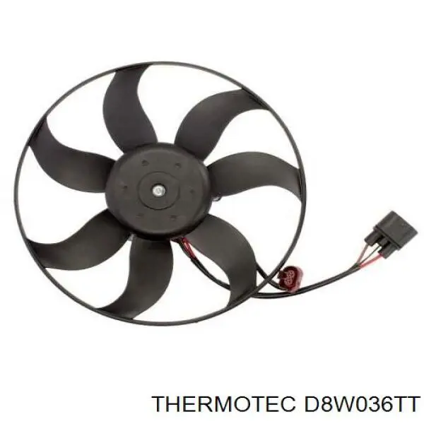 Do koszyka D8W036TT Thermotec Wentylator elektryczny układu chłodzenia, kompletny (silnik+wirnik) lewy