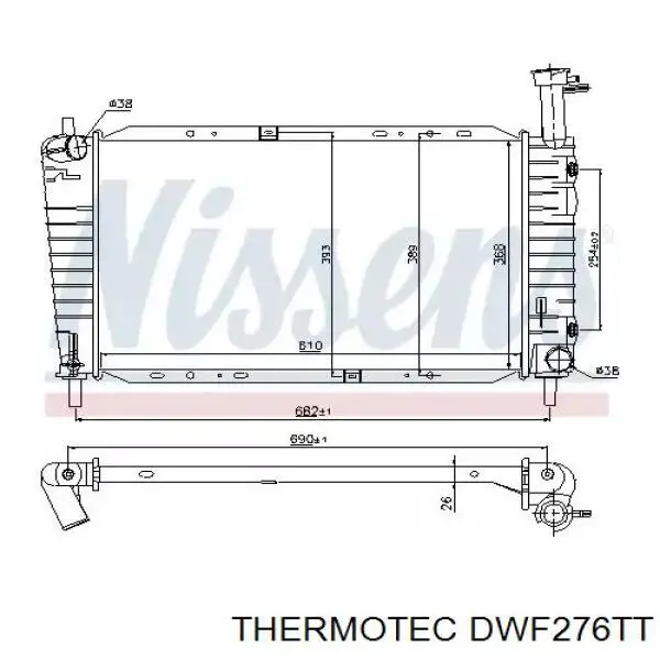 Do koszyka DWF276TT Thermotec Przewód (króciec) układu chłodzenia