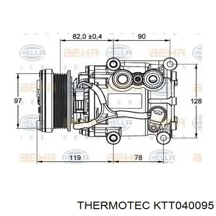 Do koszyka KTT040095 Thermotec Sprzęgło sprężarki klimatyzacji