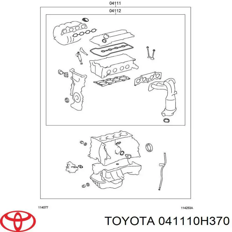 Do koszyka 0411128050 Toyota Zestaw uszczelek silnika pełny