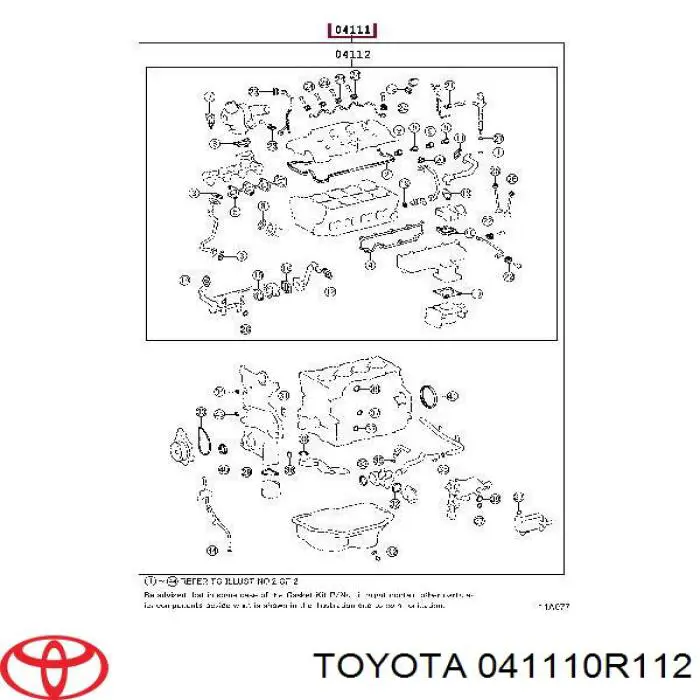 Zestaw uszczelek silnika pełny Toyota 041110R032 cena, od 215,15 USD
