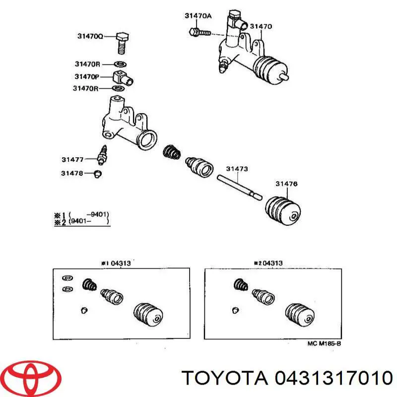 0431317010 Toyota zestaw naprawczy cylindra roboczego sprzęgła