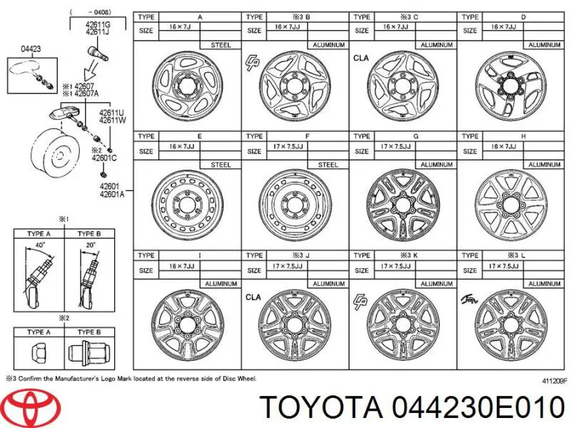 Mocowanie czujnika ciśnienia powietrza w oponach Toyota 044230E010 cena, od 5,48 USD