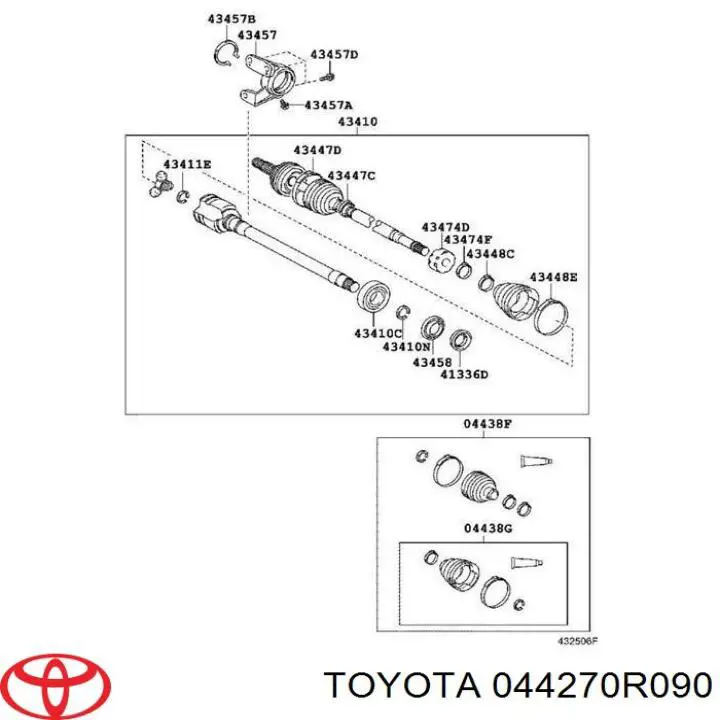 Osłona przegubu homokinetycznego półosi przedniej wewnętrzna Toyota 044270R090 cena, od 24,45 USD