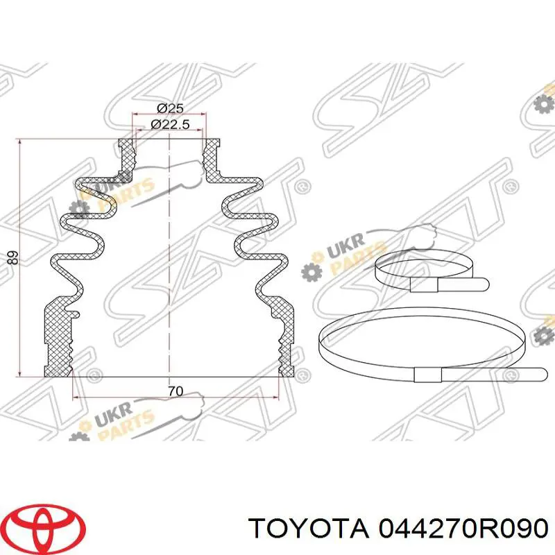 Do koszyka 044270R090 Toyota Osłona przegubu homokinetycznego półosi przedniej wewnętrzna