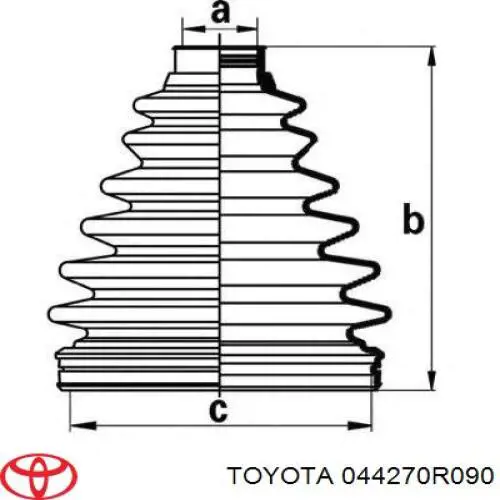 Osłona przegubu homokinetycznego półosi przedniej wewnętrzna 044270R090 Toyota
