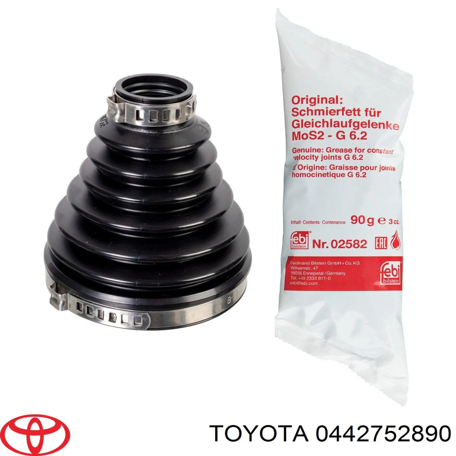 Osłony przegubów homokinetycznych półosi przedniej, zestaw Toyota 0442752891