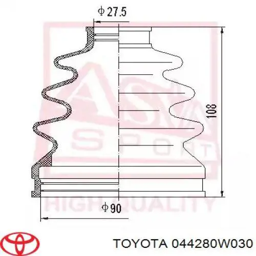 Osłona przegubu homokinetycznego zewnętrzna lewa Toyota 044280W030 cena, od 117,76 USD