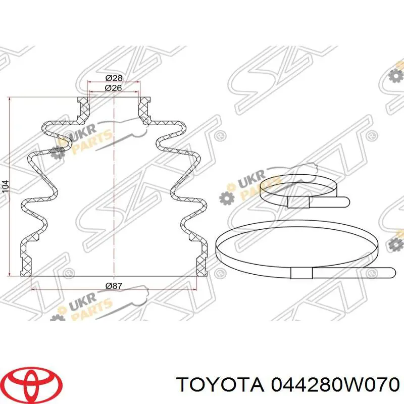 044280W070 Toyota Osłona przegubu homokinetycznego zewnętrzna prawa