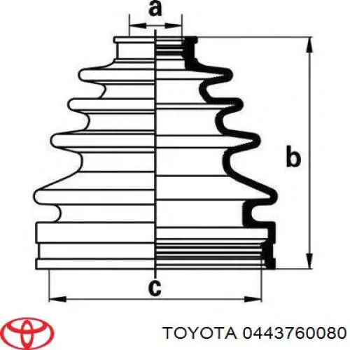 0443760080 Toyota Osłona przegubu homokinetycznego półosi przedniej wewnętrzna