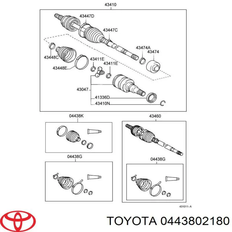 Do koszyka 0443802180 Toyota Osłona przegubu homokinetycznego półosi przedniej wewnętrzna