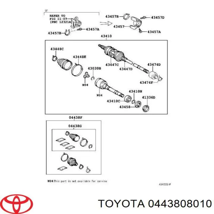 Osłona przegubu homokinetycznego półosi przedniej wewnętrzna prawa Toyota 0443808010 cena, od 68,06 USD