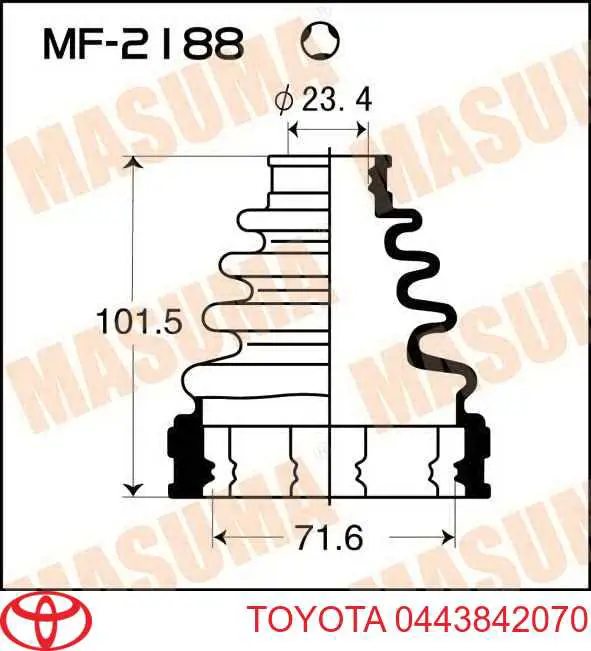 Do koszyka 0443842070 Toyota Osłona przegubu homokinetycznego półosi przedniej wewnętrzna