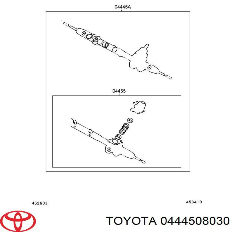 Zestaw naprawczy maglownicy (mechanizmu) (zestaw uszczelniaczy) Toyota 0444508030 cena, od 80,29 USD