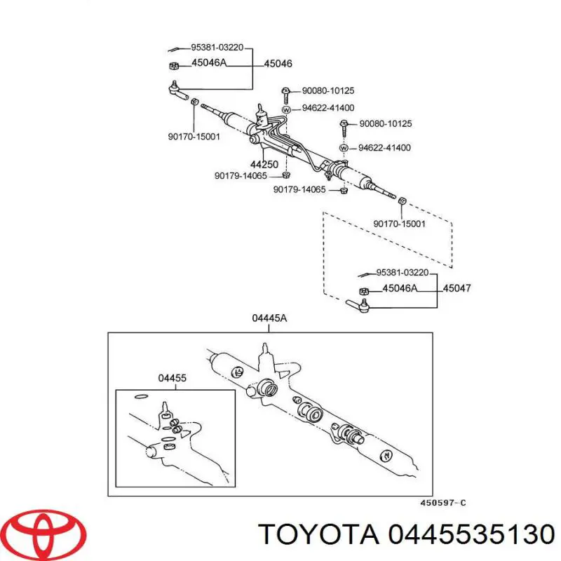 Zestaw naprawczy maglownicy (mechanizmu) (zestaw uszczelniaczy) Toyota 0445535130 cena, od 233,79 USD