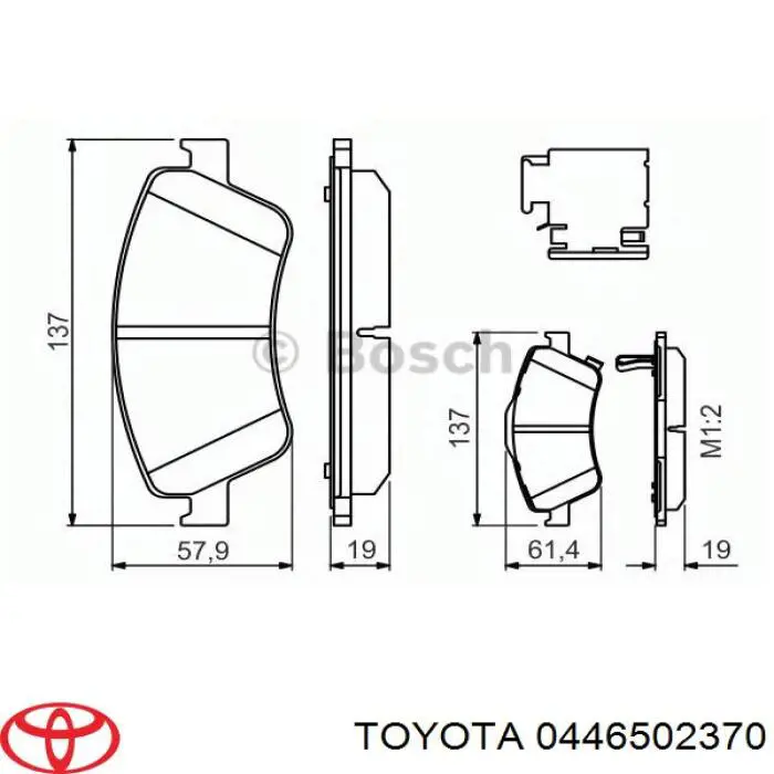 Do koszyka 0446502370 Toyota Klocki hamulcowe przednie tarczowe
