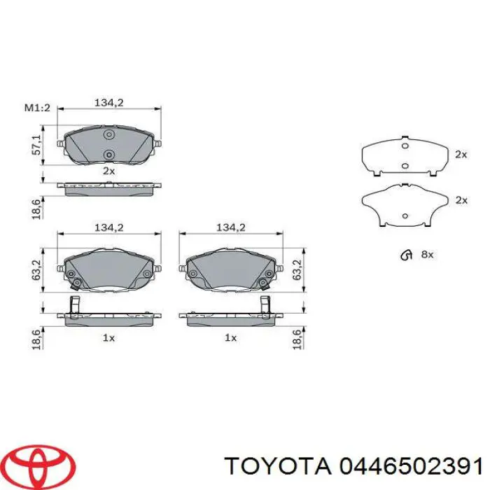 Klocki hamulcowe przednie tarczowe Toyota 0446502391 cena, od 29,73 USD