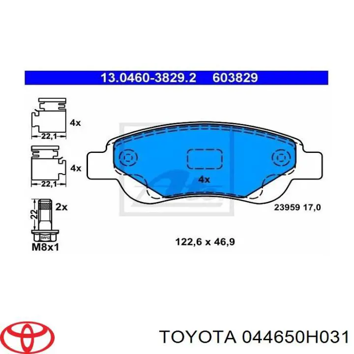 Klocki hamulcowe przednie tarczowe Toyota 044650H031 cena, od 13,89 USD