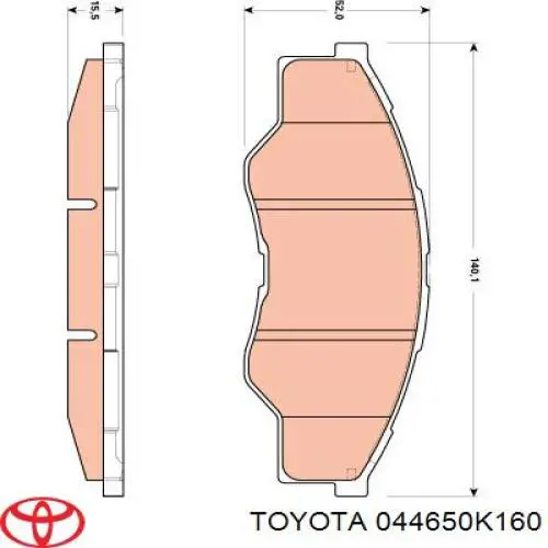 044650K160 Toyota Klocki hamulcowe przednie tarczowe