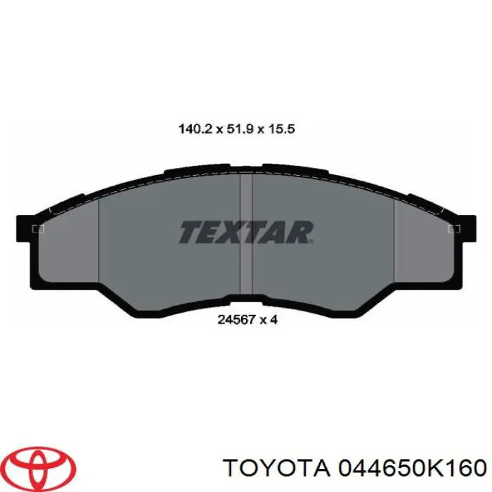 044650K160 Toyota Klocki hamulcowe przednie tarczowe