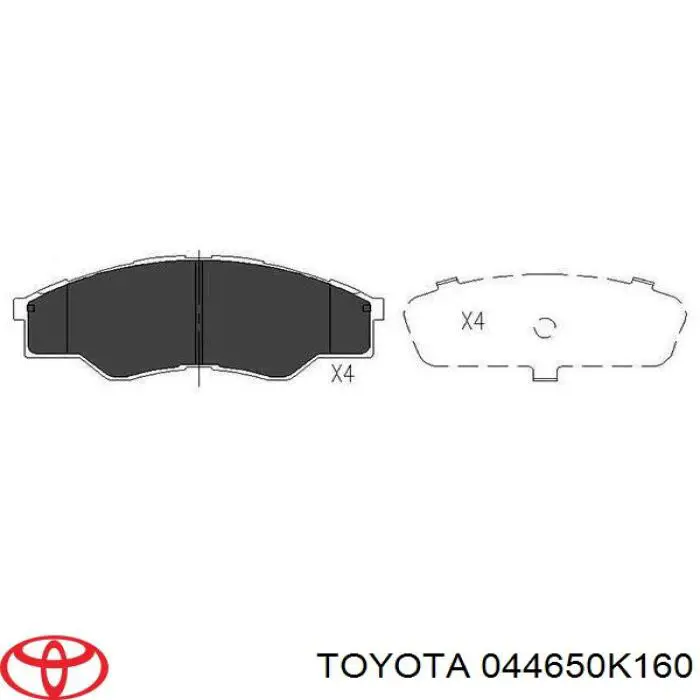 Do koszyka 044650K160 Toyota Klocki hamulcowe przednie tarczowe