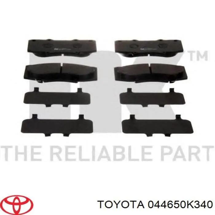 Do koszyka 044650K340 Toyota Klocki hamulcowe przednie tarczowe