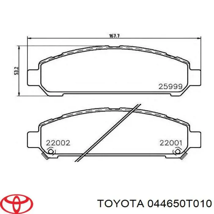Klocki hamulcowe przednie tarczowe Toyota 044650T010 cena, od 41,24 USD