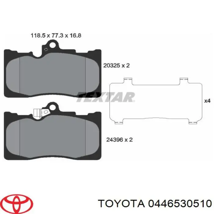 Do koszyka 0446530510 Toyota Klocki hamulcowe przednie tarczowe