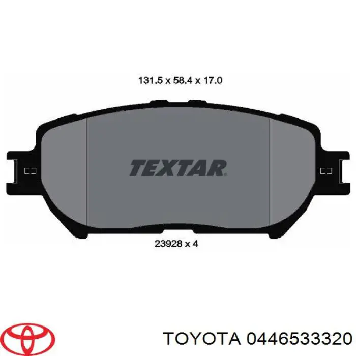 Klocki hamulcowe przednie tarczowe 0446533320 Toyota
