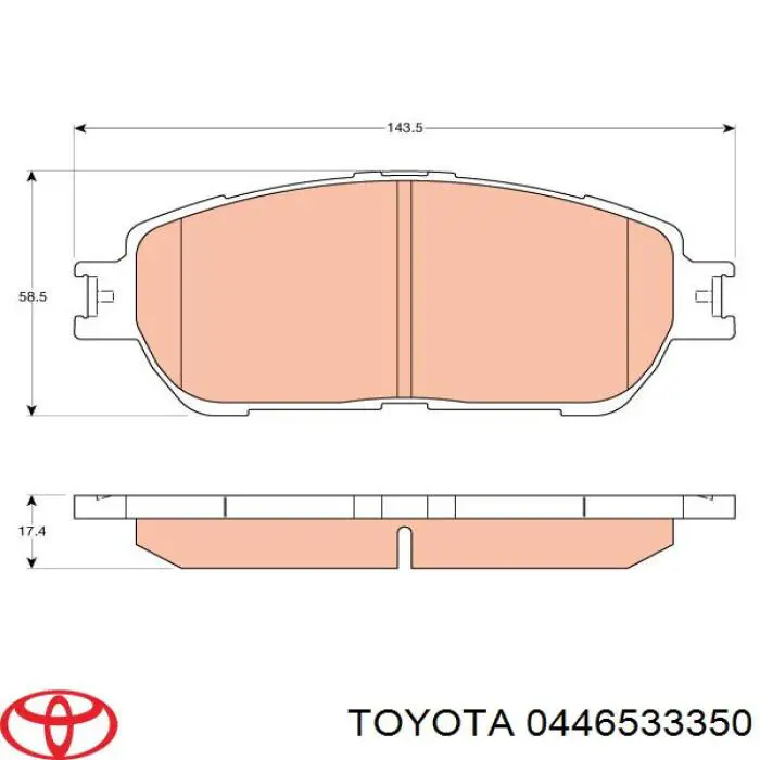 Do koszyka 0446533350 Toyota Klocki hamulcowe przednie tarczowe
