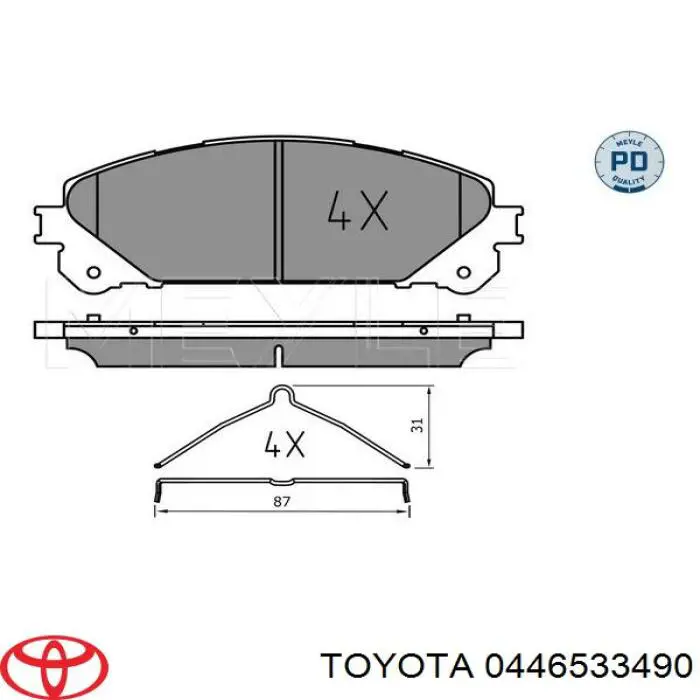 Klocki hamulcowe przednie tarczowe Toyota 0446533490 cena, od 28,82 USD