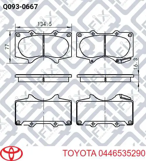 Klocki hamulcowe przednie tarczowe Toyota 0446535290 cena, od 53,35 USD