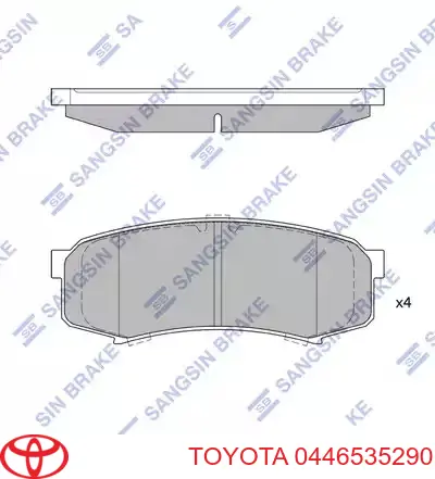 Klocki hamulcowe przednie tarczowe 0446535290 Toyota