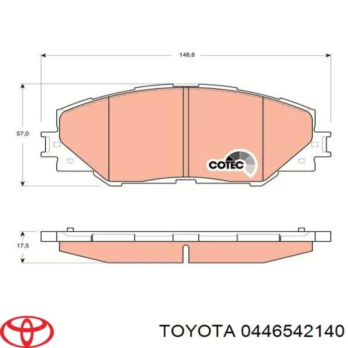 Do koszyka 0446542140 Toyota Klocki hamulcowe przednie tarczowe