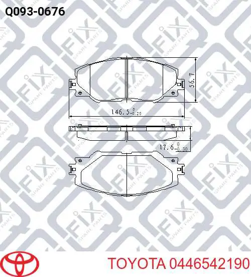 0446542190 Toyota Klocki hamulcowe przednie tarczowe