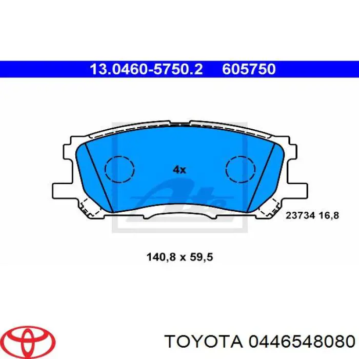 Do koszyka 0446548080 Toyota Klocki hamulcowe przednie tarczowe