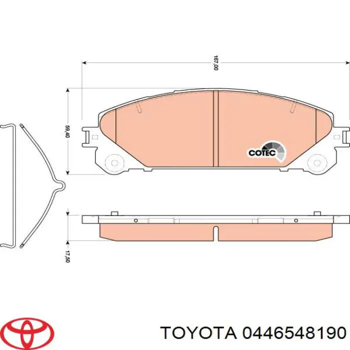 Do koszyka 0446548190 Toyota Klocki hamulcowe przednie tarczowe