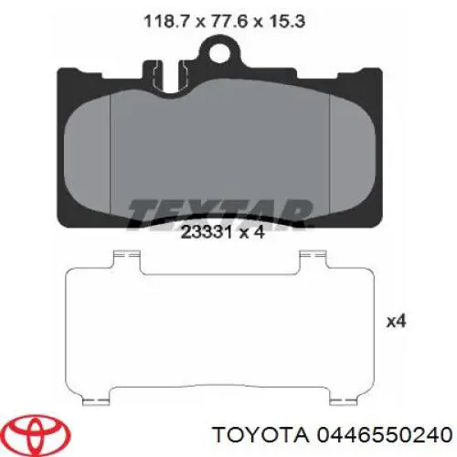 0446550240 Toyota Klocki hamulcowe przednie tarczowe