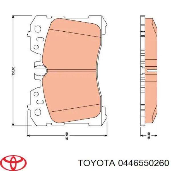 Klocki hamulcowe przednie tarczowe Toyota 0446550260 cena, od 37,23 USD